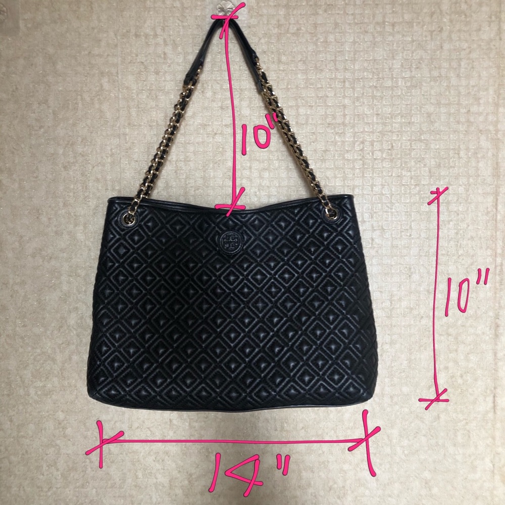 Tory Burch black marion quilted center-zip bag